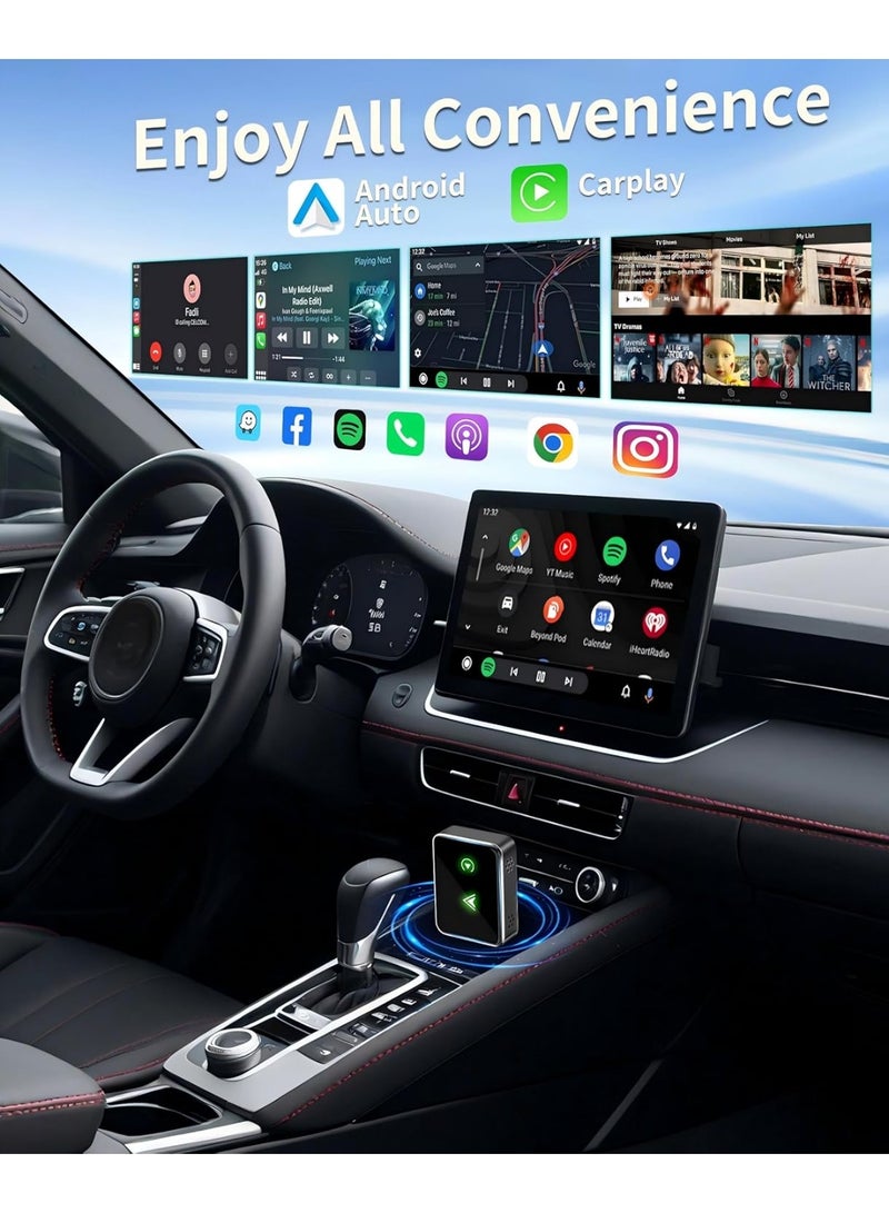 Arabest Wireless CarPlay & Android Auto Adapter 2-in-1, Upgraded Mini Size Wireless Converter for Wired Systems, Fast Auto-Connect, No Latency, Plug & Play, Compatible with USB-A & USB-C - Image 3